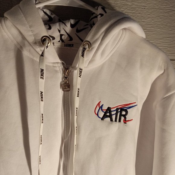 Retro Vintage Style Air Nike Double Swoosh Hoodie Zip Sweater - Picture 2 of 4